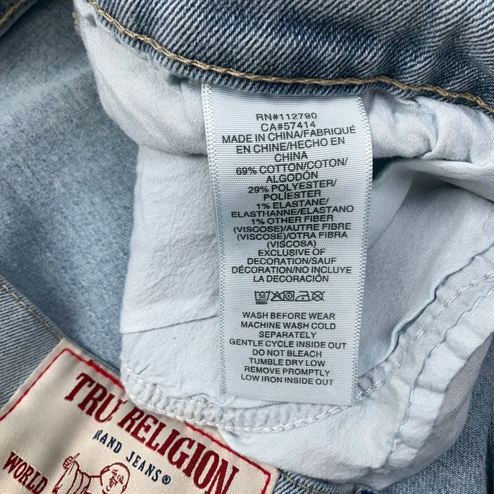 True Religion Geno Jeans Mens 33 Blue Fade Y2K Relaxed Slim Urban Iconic Denim